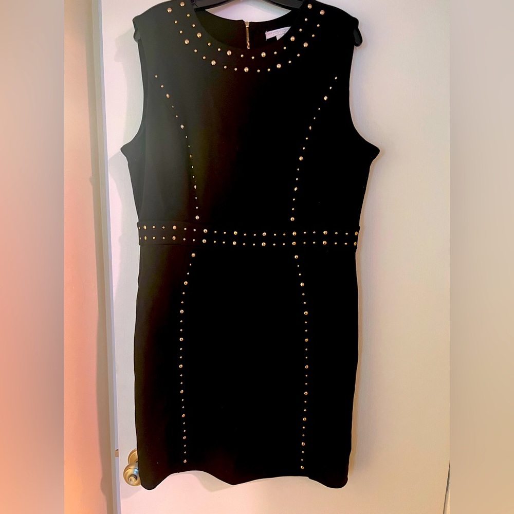 New York & Company Black Studded Fitted Sheath Dress XL